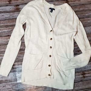 GAP Cream Sweater Cardigan Button Down Front Pockets Size Small EUC